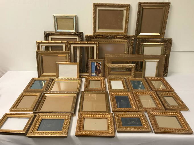 LARGE LOT ASSORTED GOLD TONE PICTURE FRAMES 31 pcs (0030) on Mar 16