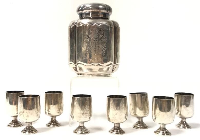 9 PCS. GERMAN 800 SILVER TEA CADDY & US STERLING (1 of 12)