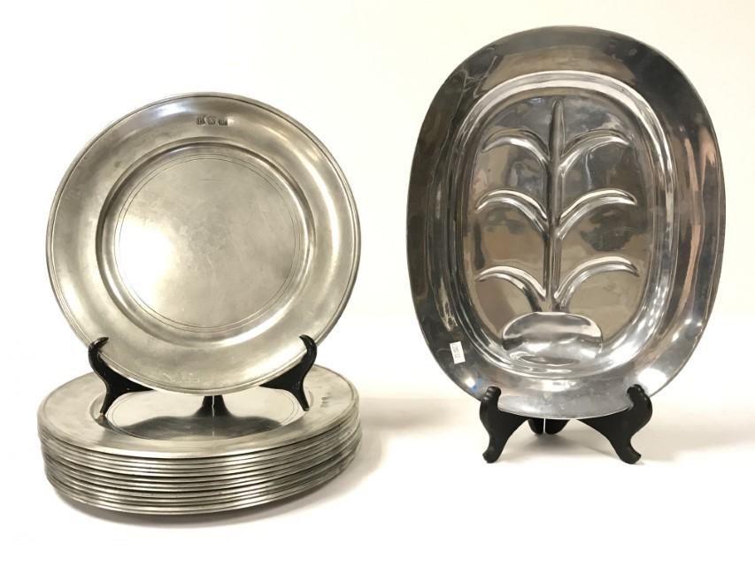 15 PCS. PEWTER - JOHN SOMMERS PLATES & RWP PLATTER (1 of 10)