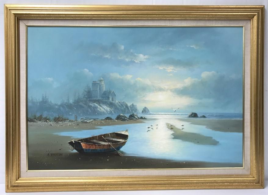 P. JEFFERSON, OIL ON CANVAS PAINTING, COASTLINE (1 of 8)