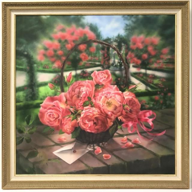 21ST C. AIRBRUSH ACRYLIC PAINTING ON CANVAS, ROSES (1 of 7)