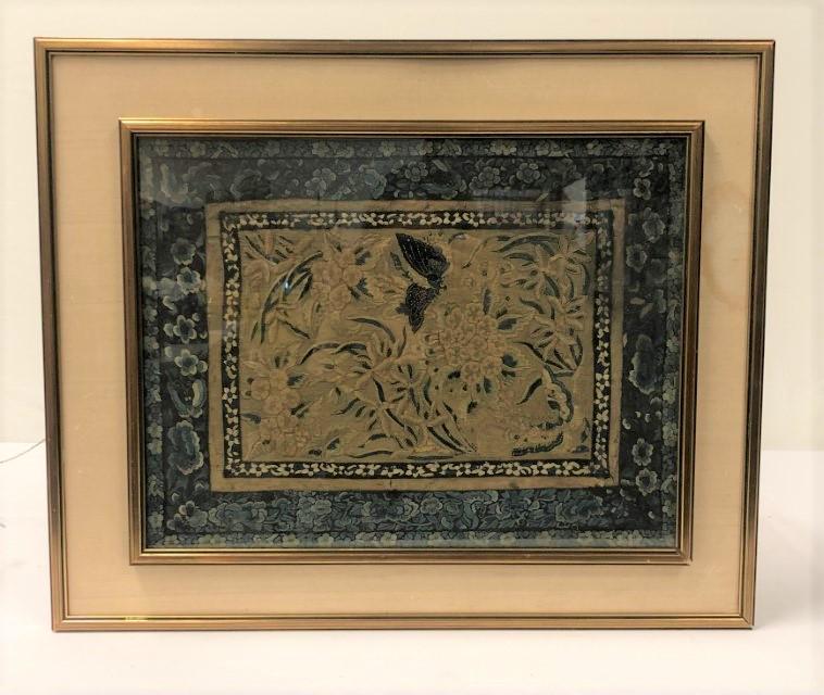ANTIQUE CHINESE SILK & GOLD THREAD PICTURE (1 of 11)