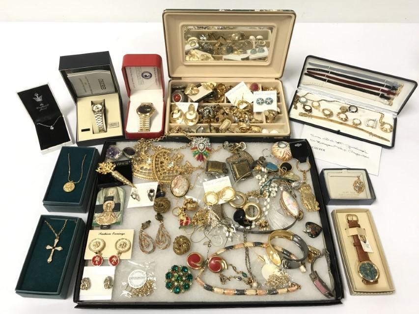 TRAY LOT ASSORTED LADIES COSTUME JEWELRY (1 of 12)