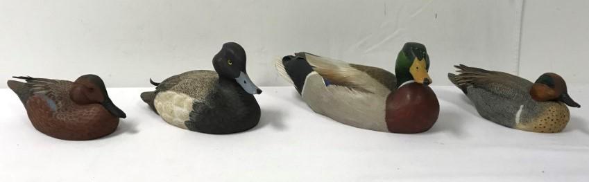 4 MODERN HAND PAINTED WOOD SIGNED DUCK DECOYS (1 of 16)