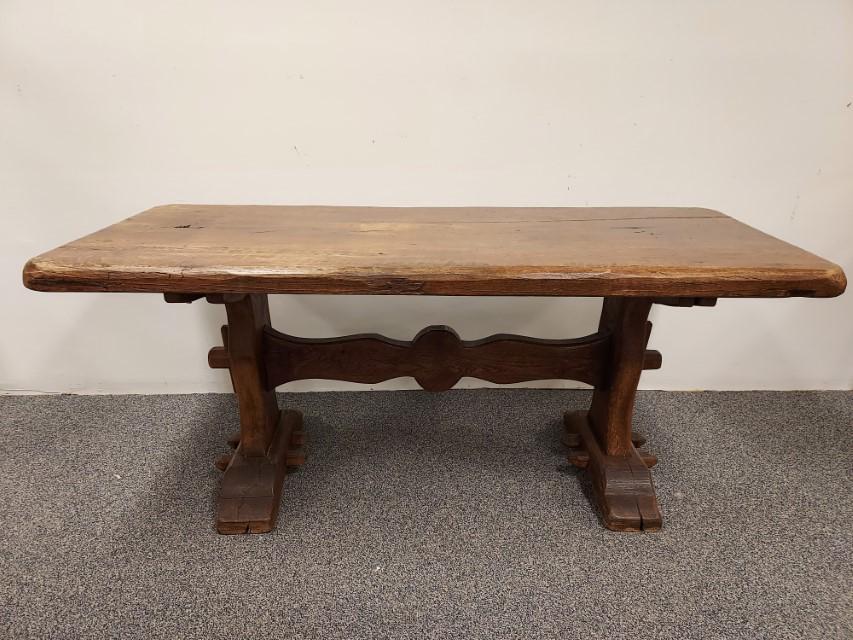 18TH/EARLY 19TH C. OAK FRENCH TRESTLE BASE TABLE (1 of 19)
