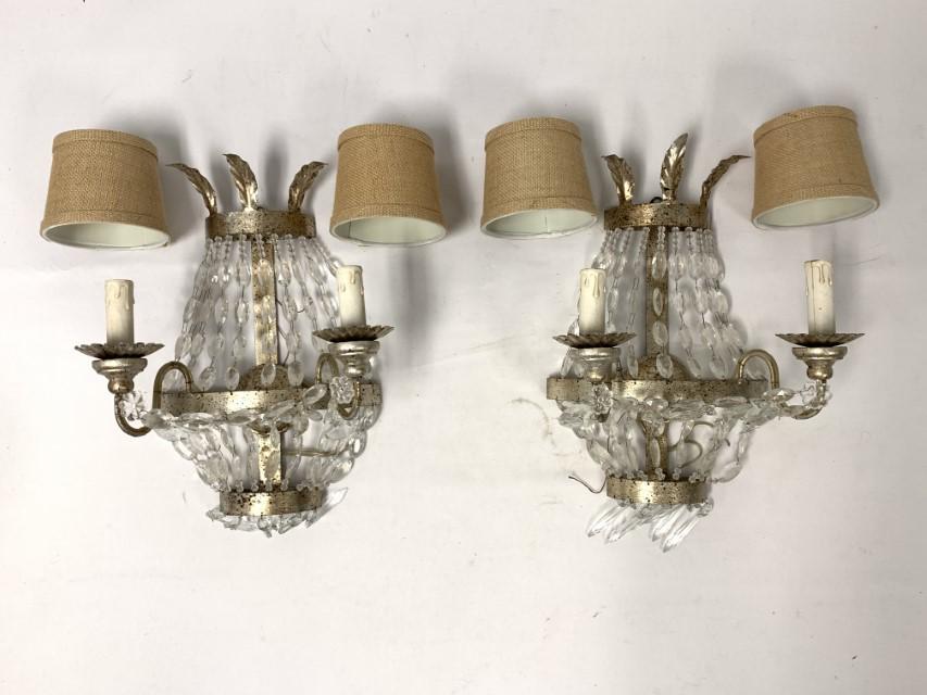 PR ITALIAN PLATINUM FINISH METAL WALL SCONCES (1 of 14)