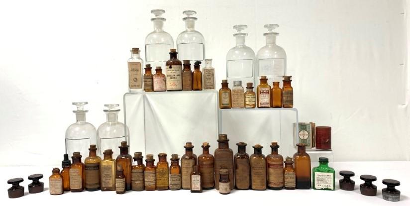 48 PC. VICTORIAN GLASS APOTHECARY BOTTLE LOT (1 of 9)