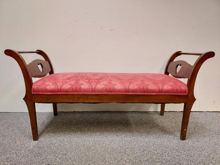 SMALL UPHOLSTERED MAHOGANY BED OR WINDOW BENCH (1 of 14)