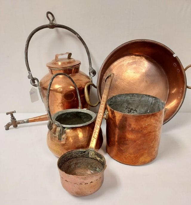 ESTATE LOT COPPER COOKWARE: 5 PCS (1 of 19)