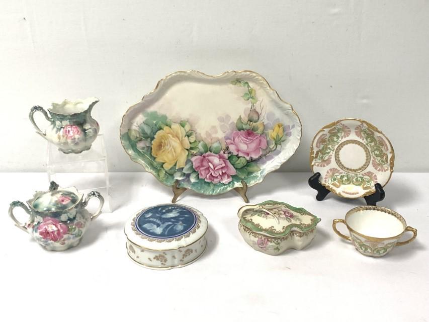 FLORAL LIMOGES & OTHER PORCELAIN WARE, ETC. 7 PC (1 of 20)