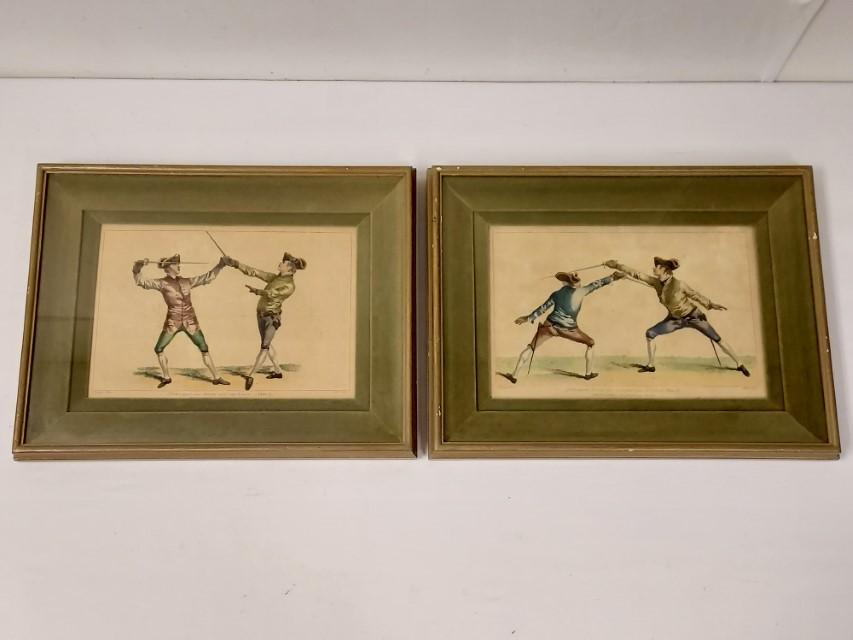 TWO HAND COLORED FENCING PRINTS AFTER JAMES GWYN (1 of 20)
