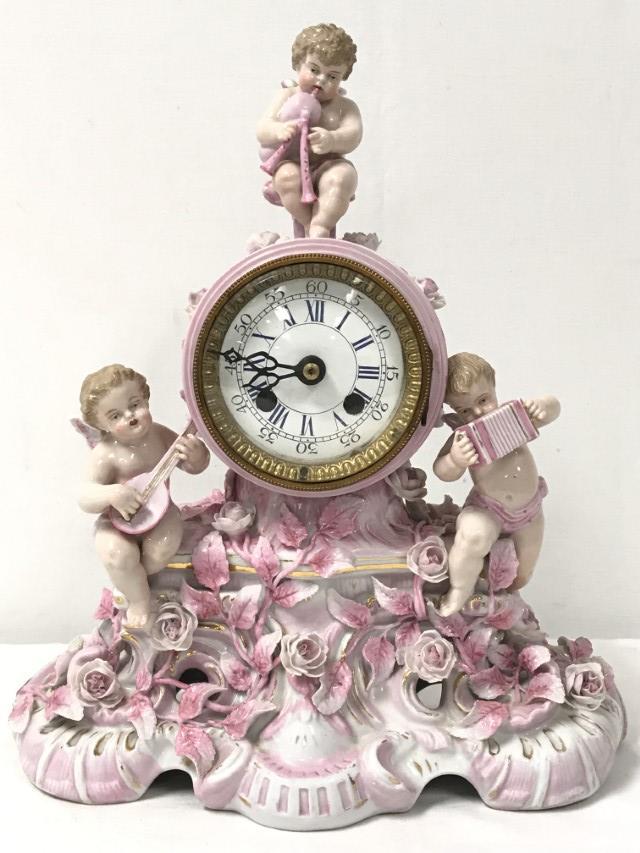 SITZENDORF GERMAN PORCELAIN FIGURAL MANTEL CLOCK, (1 of 17)