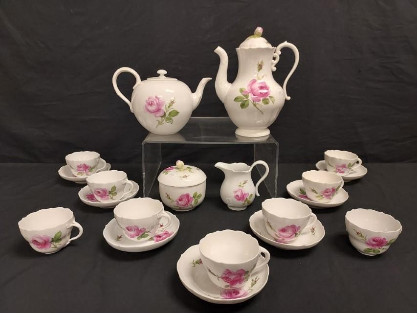 MEISSEN PINK ROSE PORCELAIN PARTIAL TEA SET 20 PCS (1 of 19)