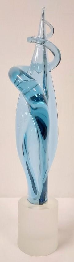 ELIO RAFFAELLI 28" MURANO ART GLASS SCULPTURE: Elio Raffaelli (Italian, b. 1936) Murano art glass sculpture. Signed on base. Measures a total of 28" tall. Condition: one small nick to side of frosted glass base, no other damages, see images. Weigh