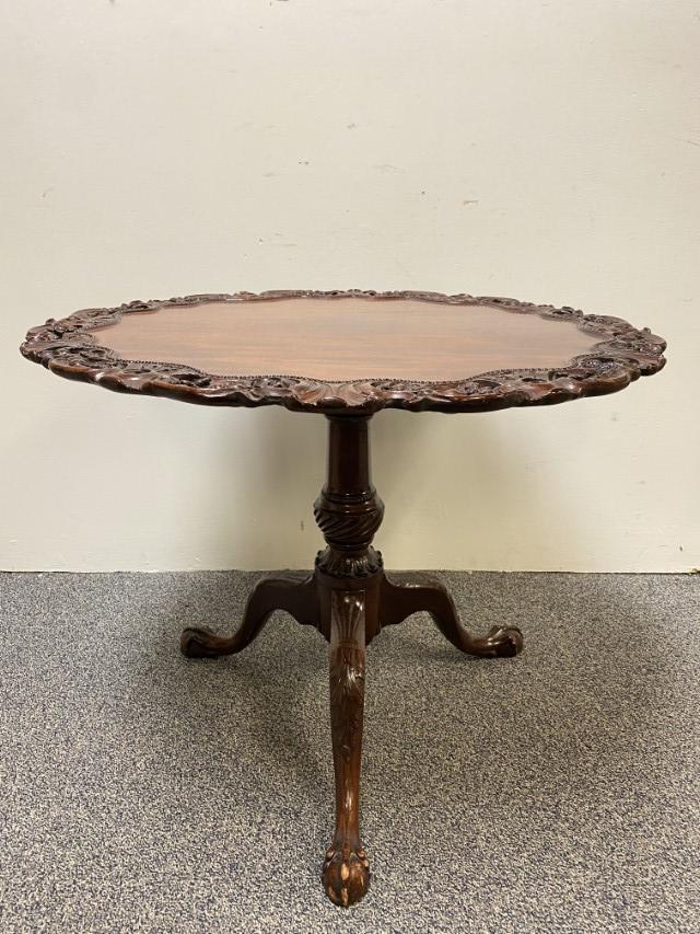 19TH C CHIPPENDALE STYLE MAHOGANY TILT TOP TABLE (1 of 12)