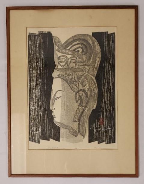 FRAMED KIYOSHI SAITO WOODBLOCK PRINT "BUDDHA 4" (1 of 8)
