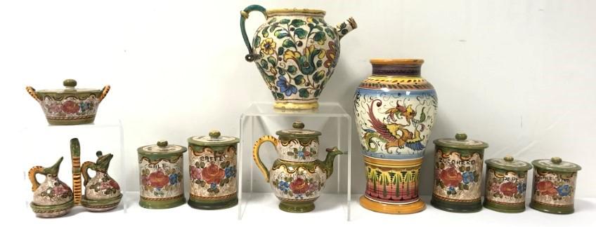 12 PCS. ITALIAN GLAZED POTTERY GROUP, 20TH C. (1 of 18)