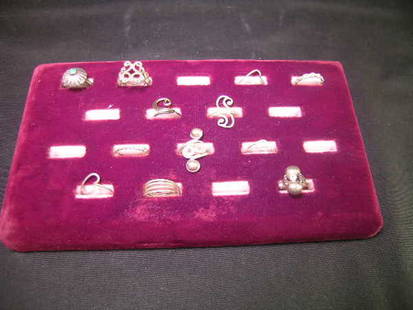 GROUP ASST STERLING SILVER HAND MADE RINGS 12 PCS: GROUP ASST STERLING SILVER HAND MADE RINGS 12 PCS - Various sizes and shapes. All in good condition. Images have yellow cast, but rings are sterling silver.