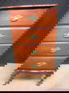 QUEEN ANNE STYLE 1 DRAWER MAHOGANY FILE CABINET: QUEEN ANNE STYLE 1 DRAWER MAHOGANY LIFT TOP FILE CABINET - Measures 32" high x 17 1/4" wide x 17 1/2" deep. Scratches to finish. Generally good condition.