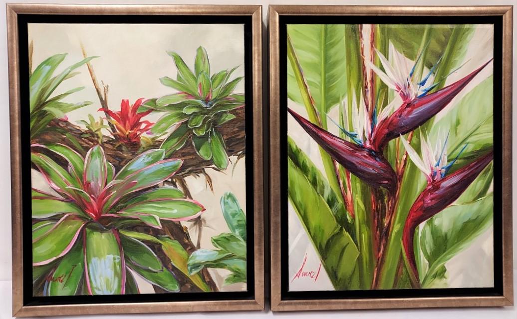 TWO TROPICAL PAINTINGS ON CANVAS (1 of 15)