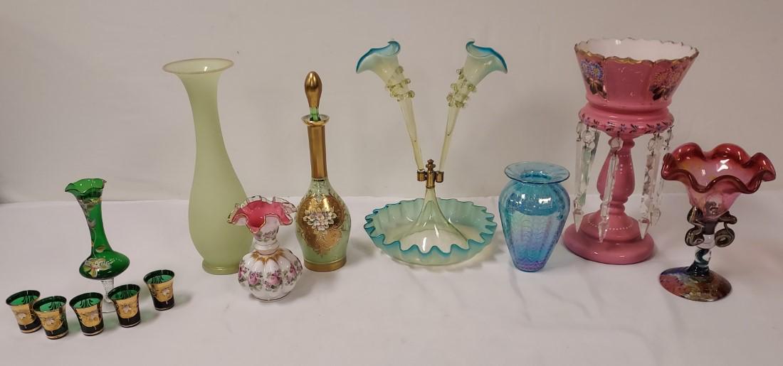 ANTIQUE & VINTAGE ART GLASS GROUP - 13 PC (1 of 19)