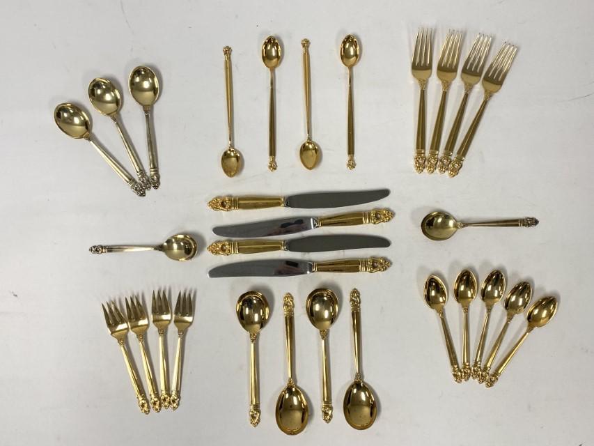 30 PCS.INTERNATIONAL ROYAL DANISH VERMEIL FLATWARE (1 of 5)