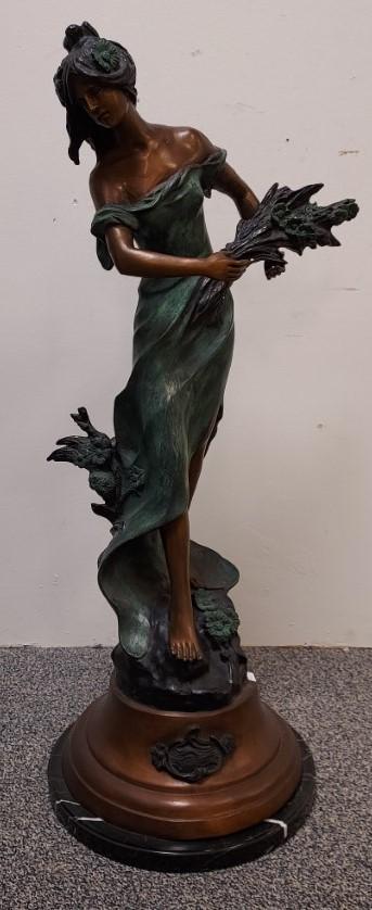 PATINATED BRONZE SCULPTURE AFTER AUGUSTE MOREAU (1 of 10)