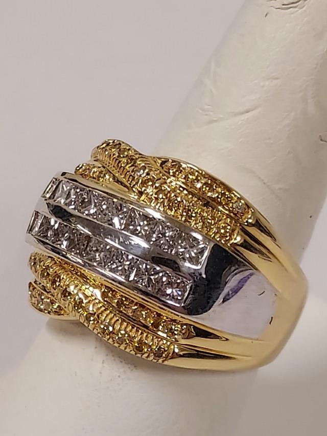 18K Y. GOLD, YELLOW SAPPHIRE & DIAMOND RING sz 7.5 (1 of 6)