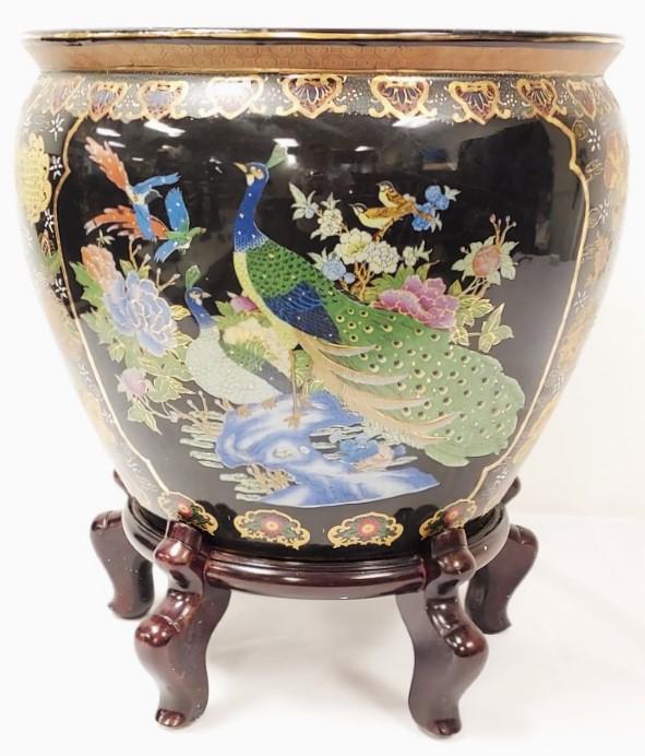 LRG JAPANESE SATSUMA STYLE PORCELAIN PLANTER (1 of 10)