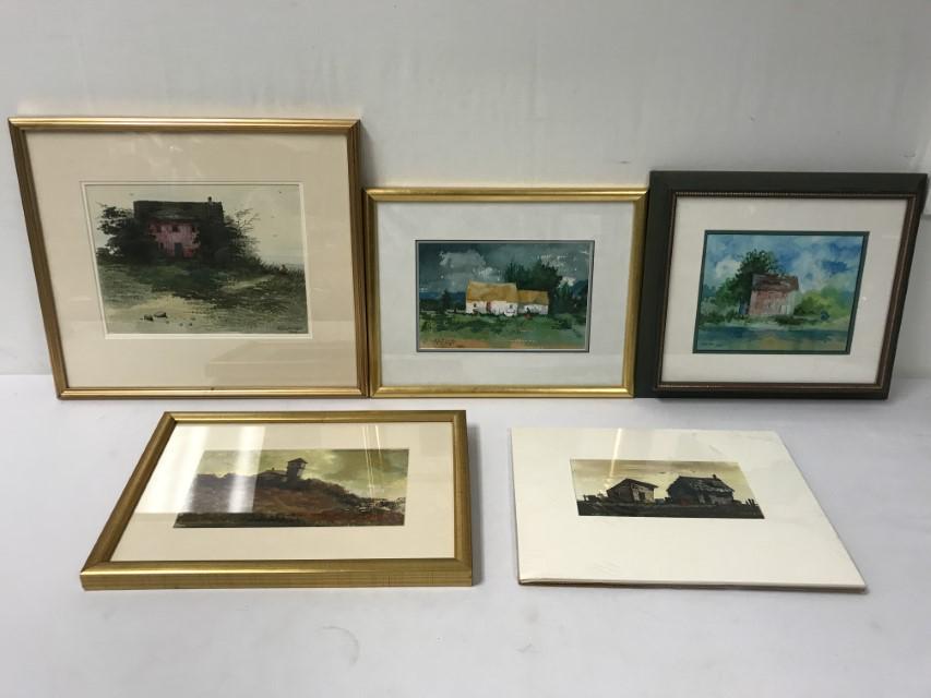 5 PC ELLIOT ORR (US, B. 1904), WATERCOLORS & OILS (1 of 13)