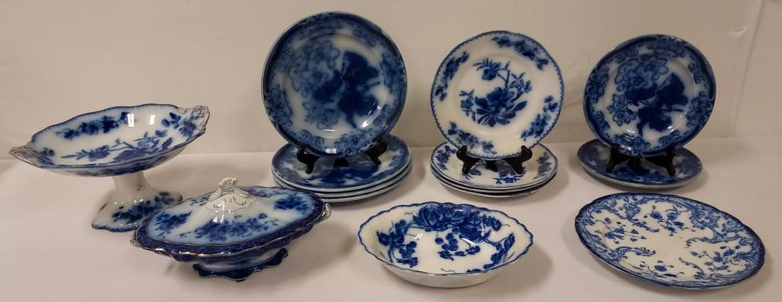 ASSORTED ANTIQUE FLOW BLUE PORCELAIN CHINA WARE 14 (1 of 17)
