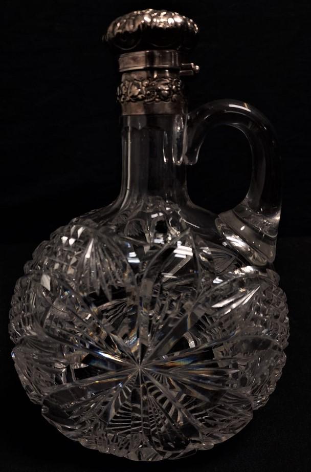 BRILLIANT CUT GLASS DECANTER GORHAM STERLING TOP (1 of 10)