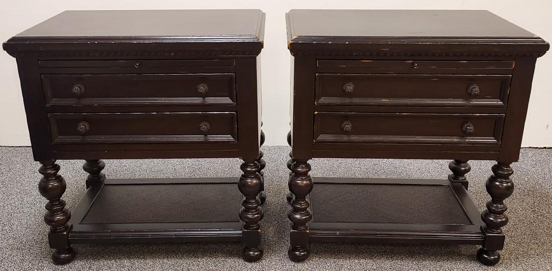 PAIR TOMMY BAHAMA BLACK WOOD NIGHTSTAND SIDE TABLE (1 of 13)