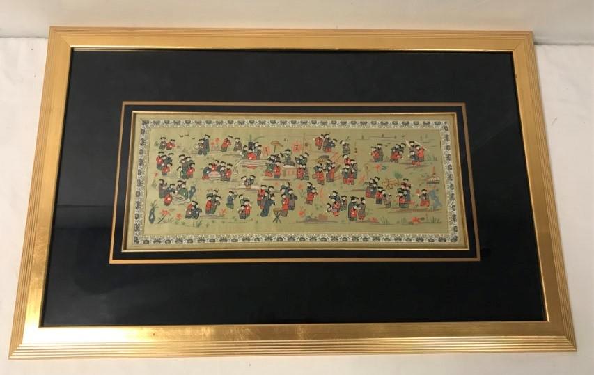 CHINESE EMBROIDERED FOLK ART SILK PANEL (1 of 14)