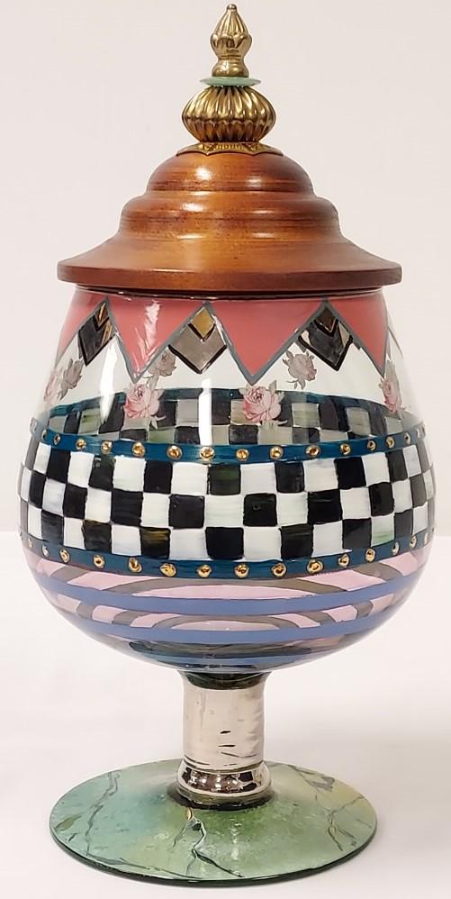 VINTAGE MACKENZIE CHILDS LARGE COVERED JAR (1 of 10)