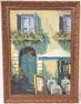 VINTAGE ITALIAN OIL ON CANVAS PAINTING: CAFE SCENE