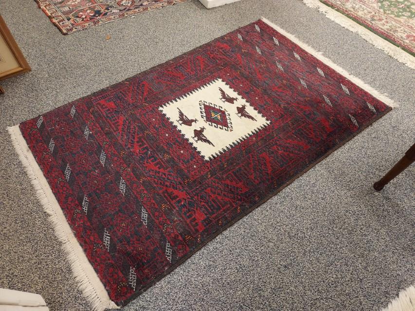 SMALL AFGHAN HAND KNOTTED RUG 35" X 57" (1 of 8)