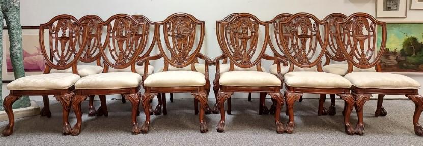 TWELVE BERNHARDT MAHOGANY SHIELD BACK CHAIRS (1 of 18)