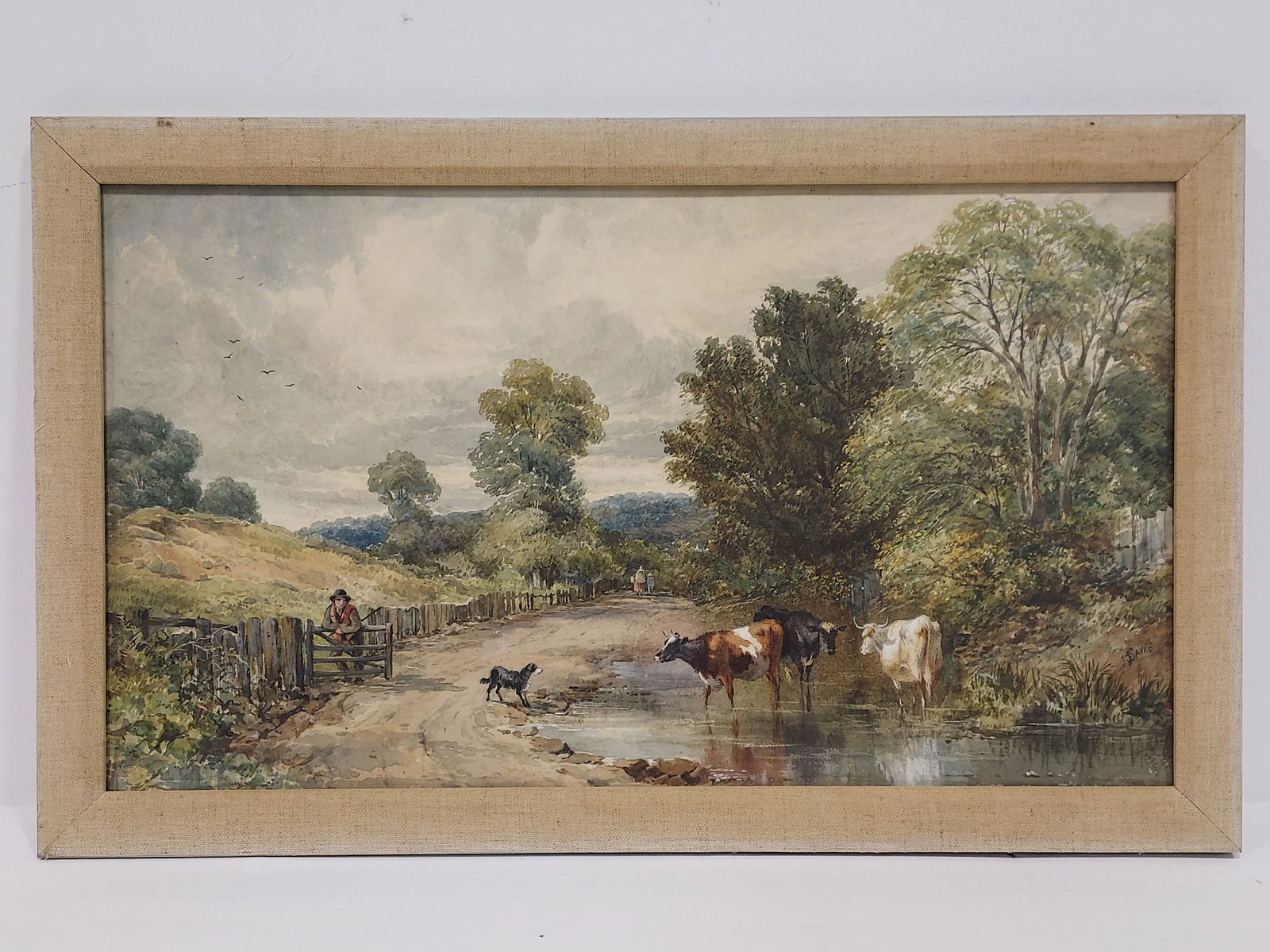 FREDERICK DAVIS WATERCOLOR PASTORAL PAINTING (1 of 12)