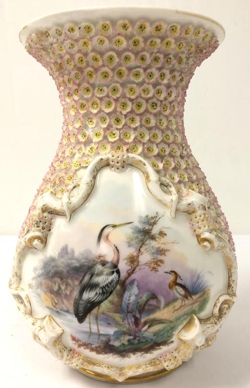 ANTIQUE SITZENDORF SCHNEEBALLEN VASE, 1887-1900 (1 of 12)