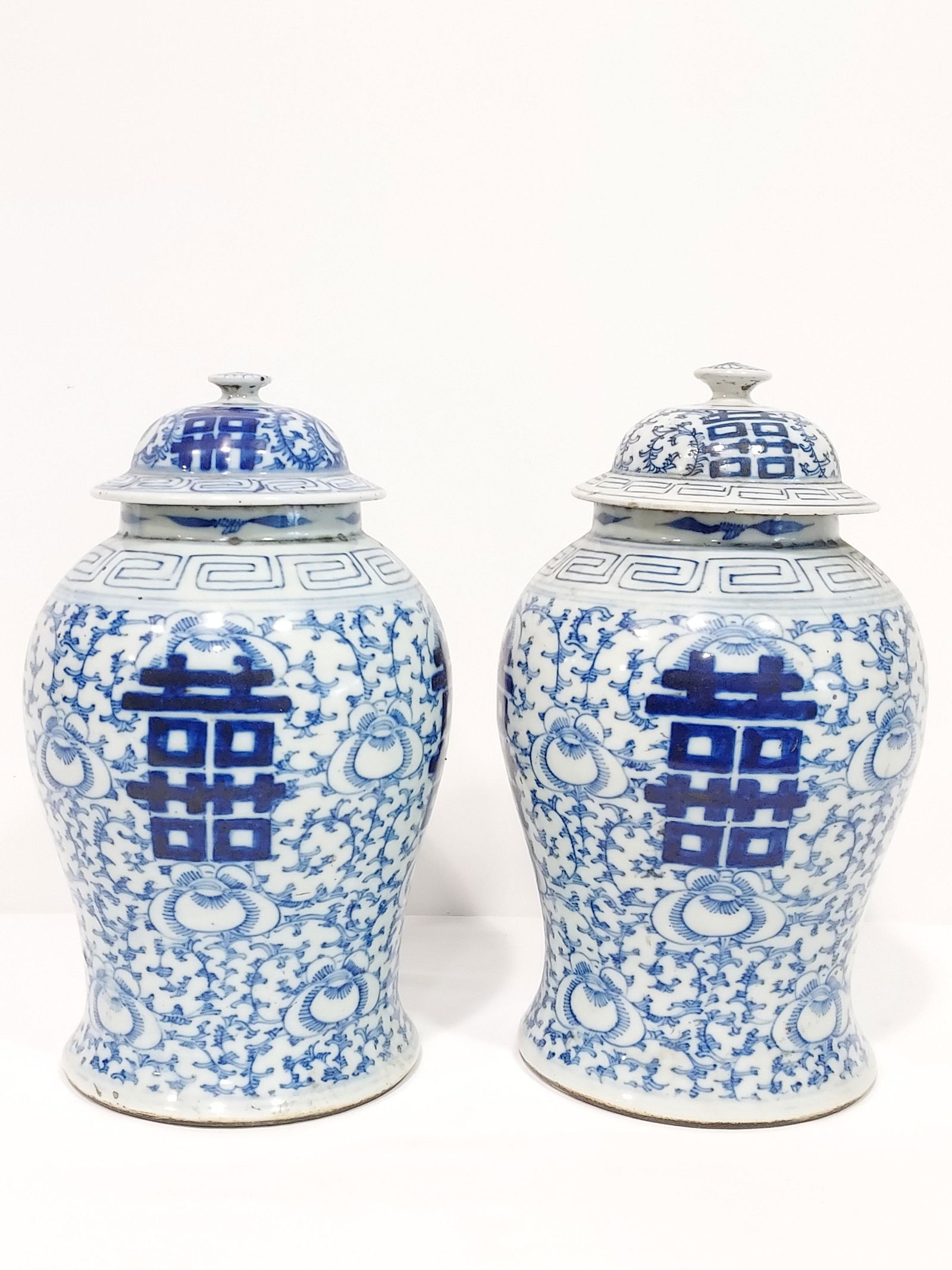 PAIR CHINESE QING DOUBLE HAPPINESS GINGER JARS (1 of 10)