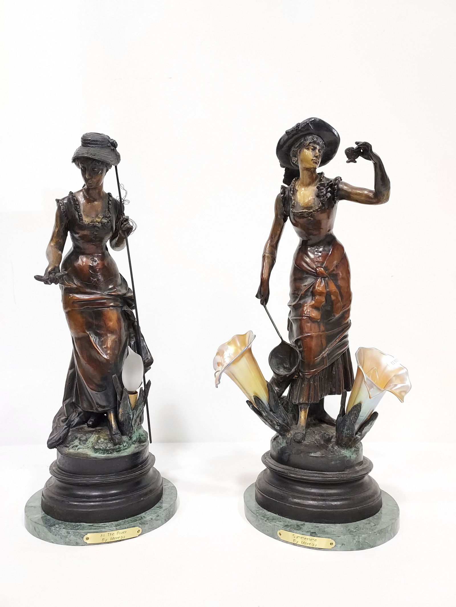2 BRONZE SCULPTURES A LAMPS AFTER MOREAU 20th C. (1 of 13)