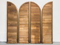 FOUR VINTAGE ARCHED PINE WINDOW SHUTTERS