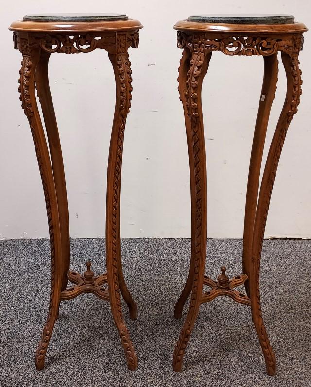 PAIR ITALIAN STYLE MARBLE TOP FERN STANDS (1 of 12)