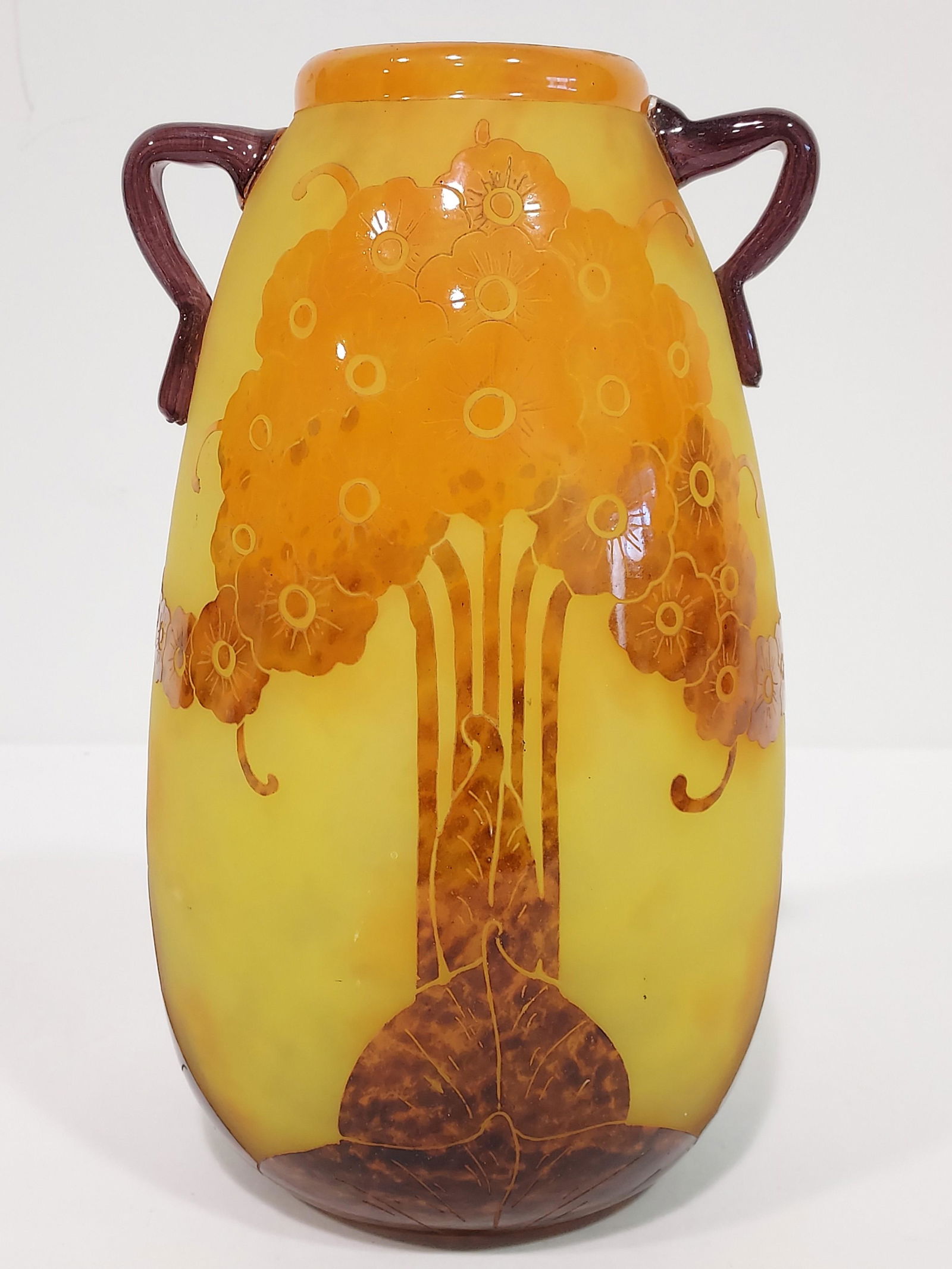 SCHNEIDER OVINGTON CAMEO CUT ART GLASS VASE 12" (1 of 9)