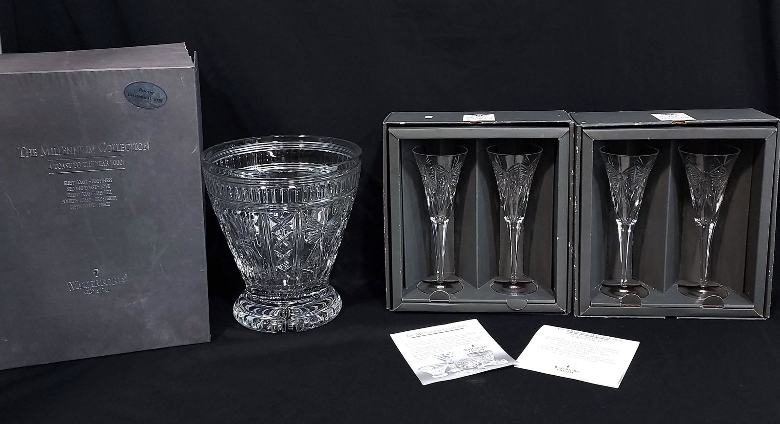 WATERFORD CHAMPAGNE ICE BUCKET & 4 CHAMPAGEN STEMS (1 of 17)