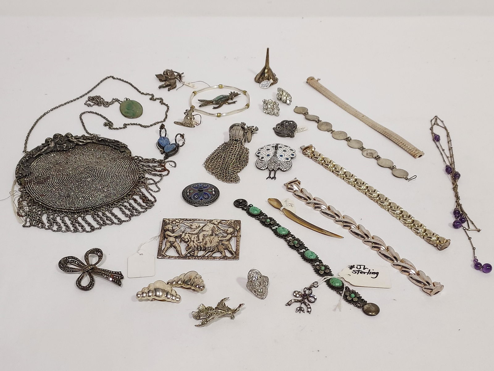 ASSORTED LADIES COSTUME JEWELRY: VINTAGE STERLING (1 of 17)
