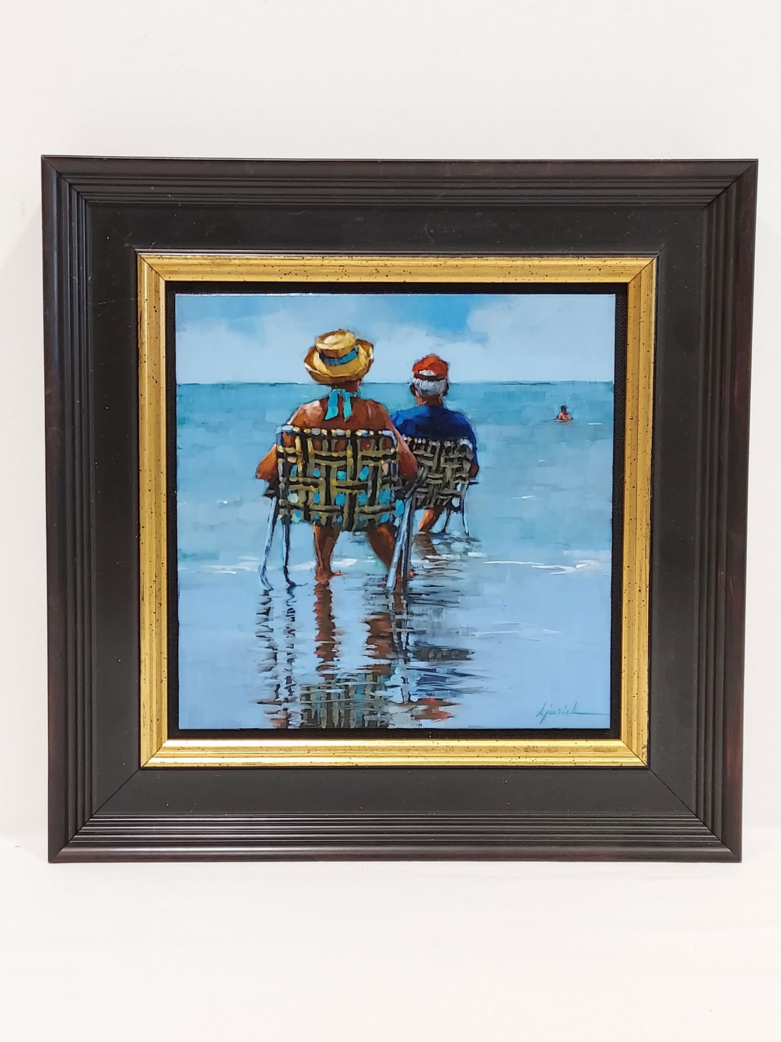 KARIN JURICK OIL ON MASONITE BEACH SCENE (1 of 6)