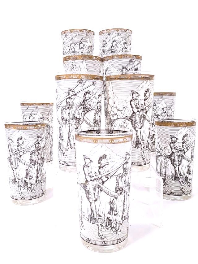 MID CENTURY DURER KNIGHTS HIGHBALL GLASSES 11pc (1 of 12)