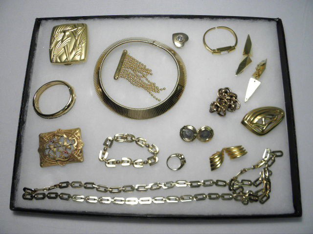 ASSORTED LADIES COSTUME JEWELRY: YVES SAINT LAUREN: Assorted ladies costume jewelry. Includes many designer pieces such as Yves Saint Laurent, Robert Lee Morris, Caroler, Chico's, Baum & Mercier, Ciner, etc. Some hand signed and handmade pieces. Neckla